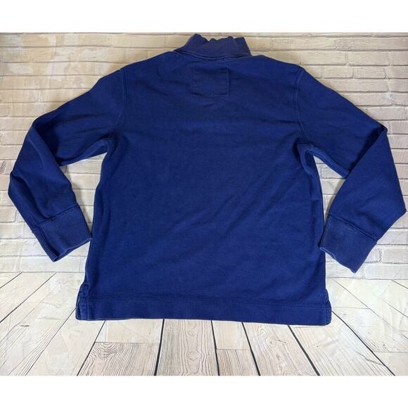 American Eagle Pullover Mens Large Blue Mock Neck Button Sweatshirt Casual - Picture 2 of 6